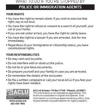 What to do if you're stopped by police or immigration agents bust card