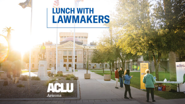 Smart Justice Volunteers standing outside of the Arizona State Capitol