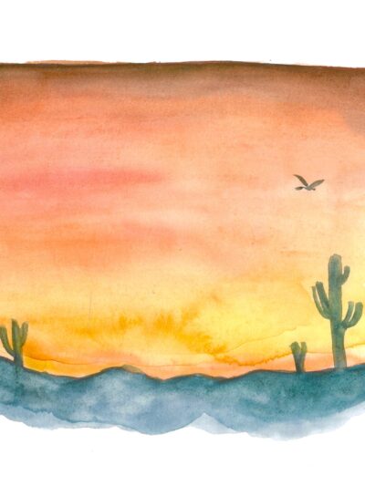 watercolor of desert landscape