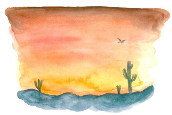 watercolor of desert landscape