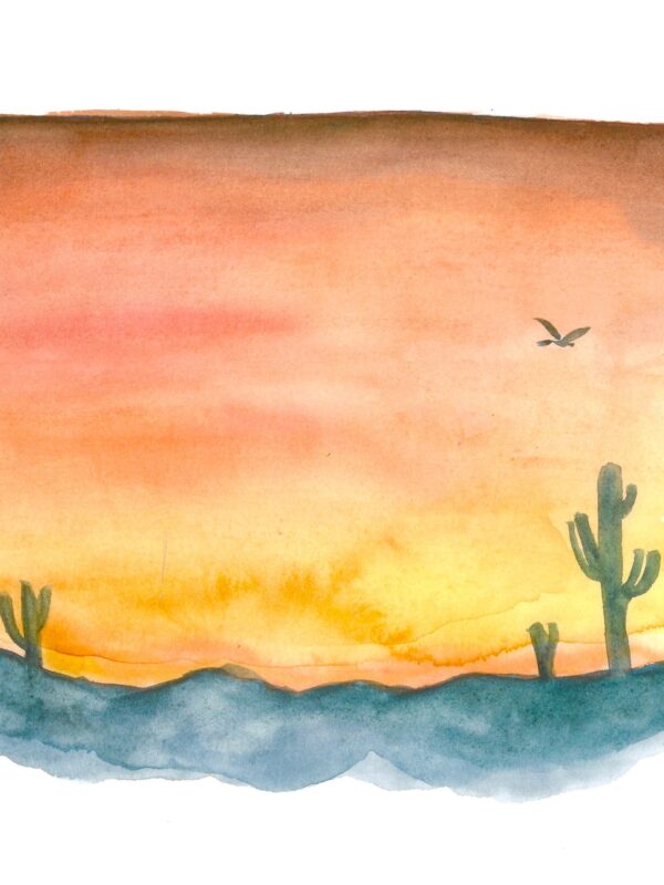 watercolor of desert landscape