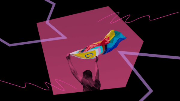 Waving a pride flag.