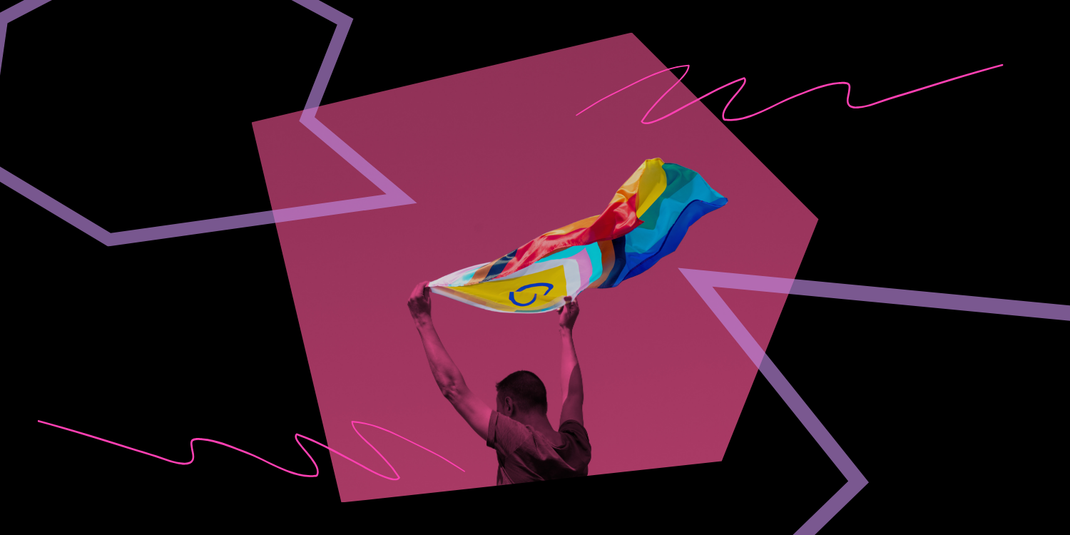 Waving a pride flag.