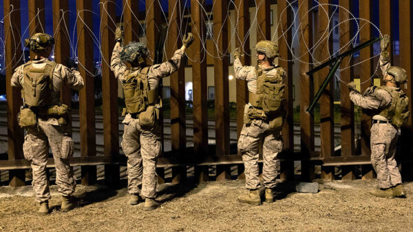 U.S marines assist in securing the Southern Border in San Ysidro, California.