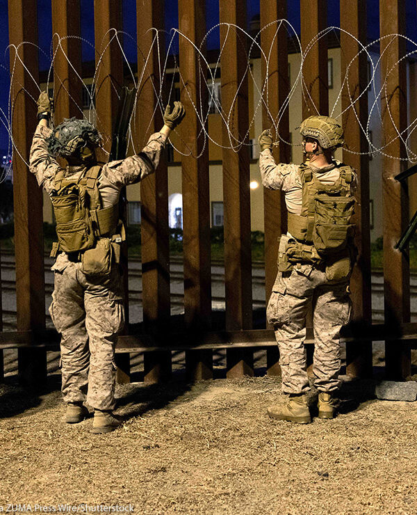 U.S marines assist in securing the Southern Border in San Ysidro, California.
