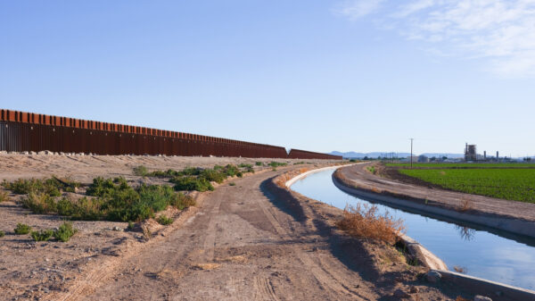 The U.S.-Mexico Border wall in Yuma County, Arizona.