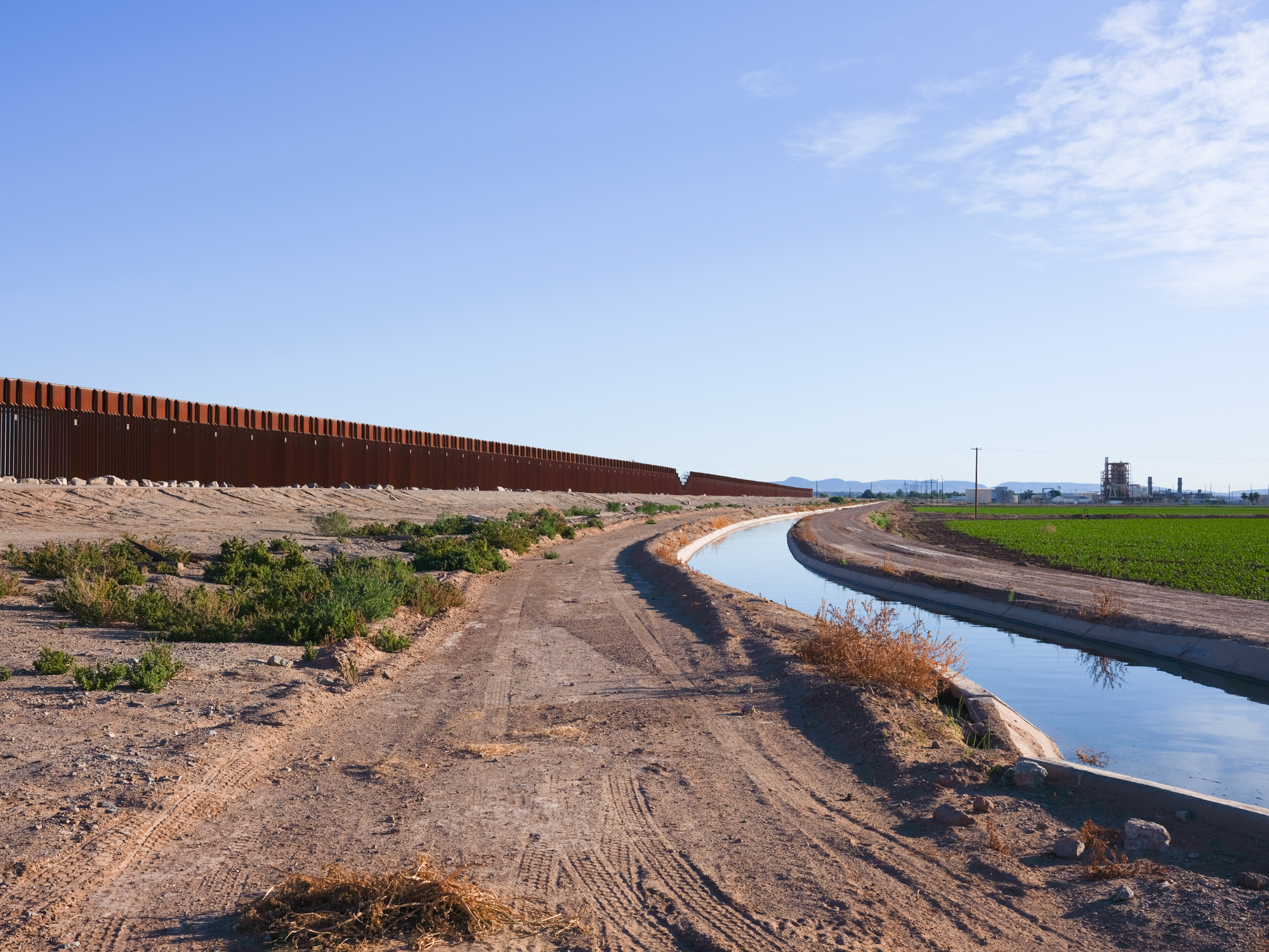 The U.S.-Mexico Border wall in Yuma County, Arizona.