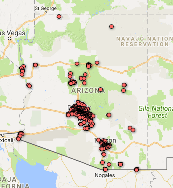 Map of Charter Schools In Arizona with Coded Metrics
