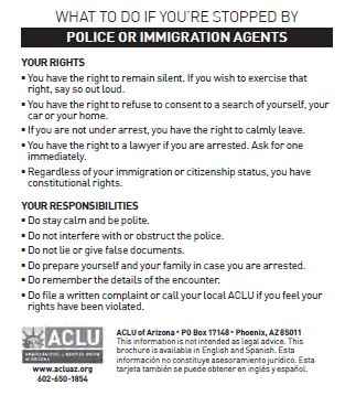 What to do if you're stopped by police or immigration agents bust card