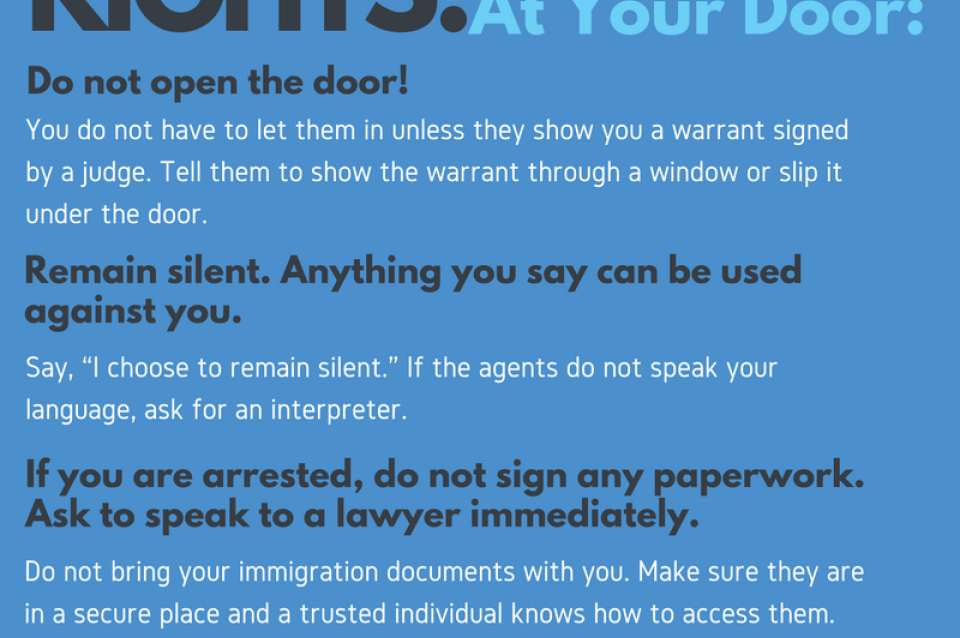 Know Your Rights If Ice Agents Show Up At Your Door Aclu Of Arizona The American Civil Liberties Union Of Arizona Is The State S Premier Guardian Of Liberty Working Daily