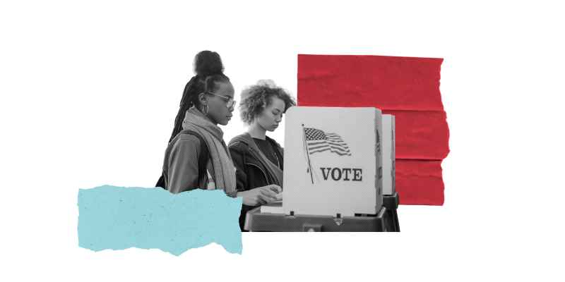 Hands inserting ballots into a box